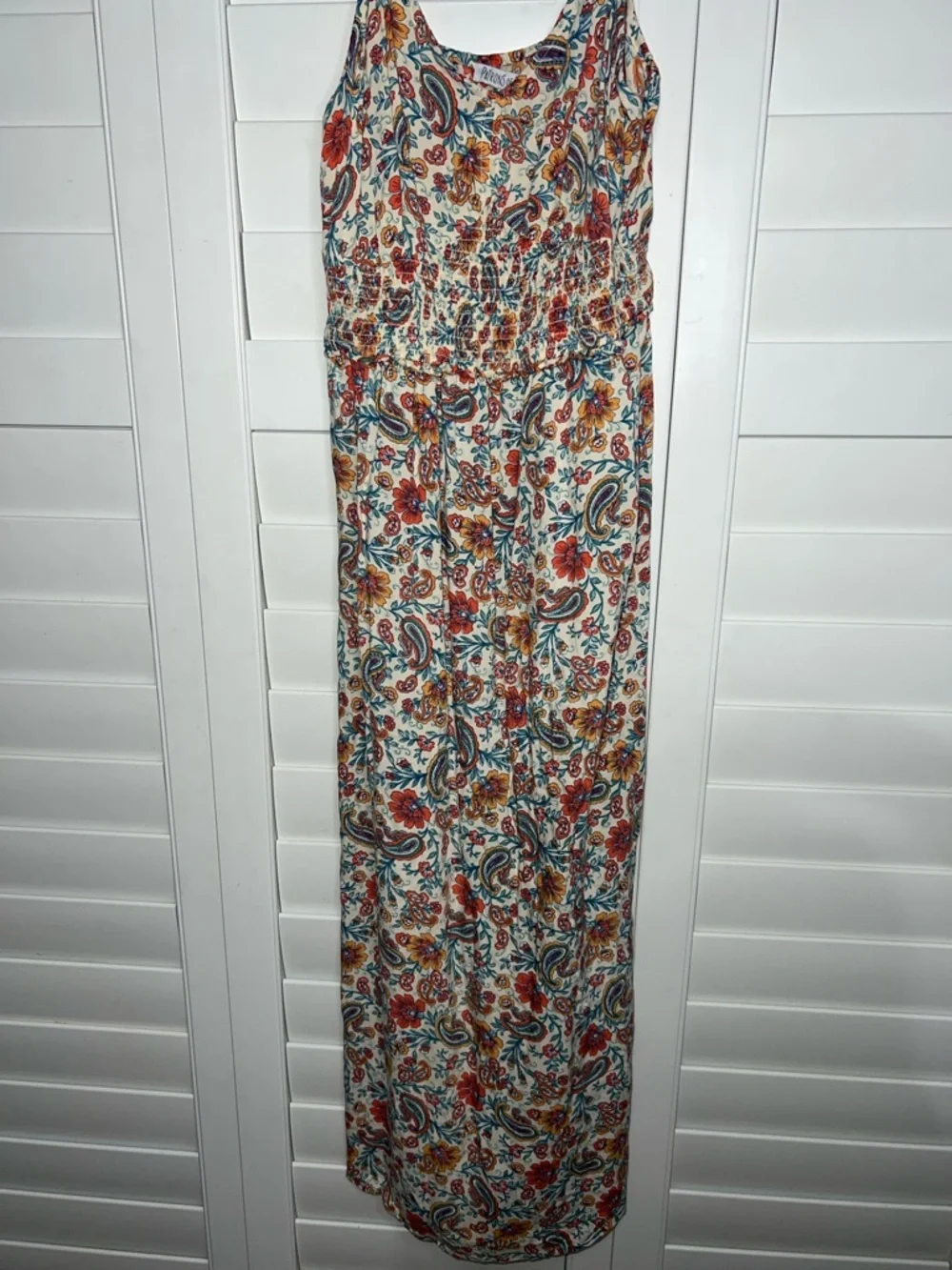 Patrons of Peace Floral Maxi Dress in Cream, Red, Green XS - Picture 4 of 6